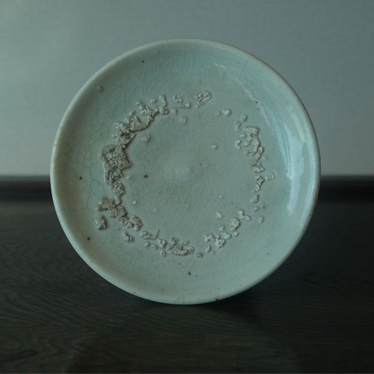 盃台□李朝 粉引 白釉 古い時代物の祭器 高台皿 砂高台 酒器 骨董品