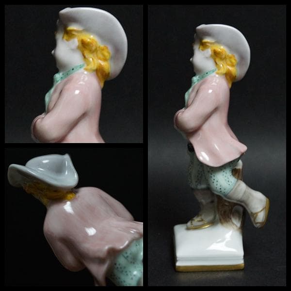 ベルリン王立磁器製陶所 KPM 手描きフィギュリン少年紳士人形 西洋美術★美品★