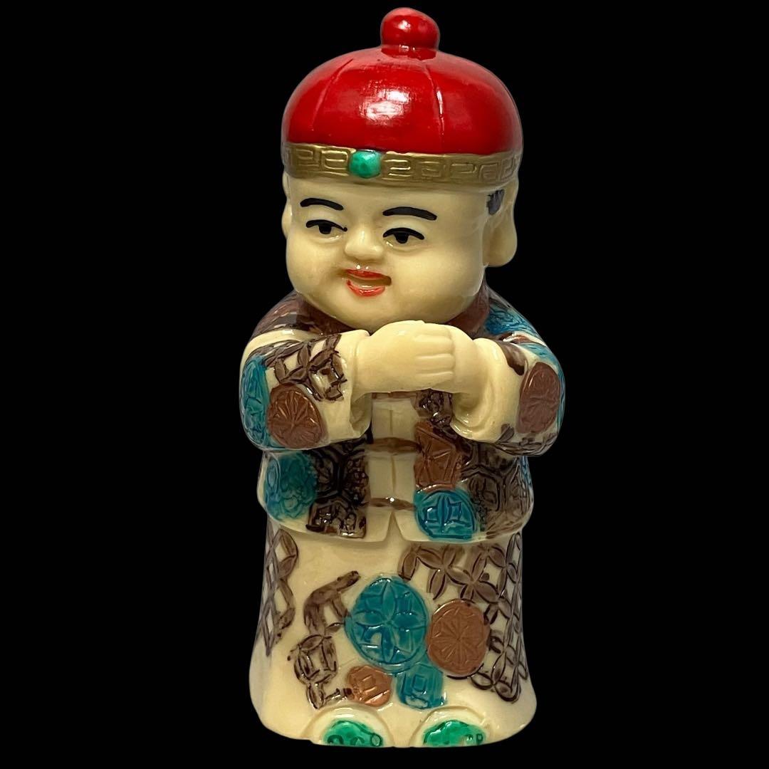 中国陶器】縁起物 福禄寿 男の子 女の子 フィギュア 陶器人形 置物