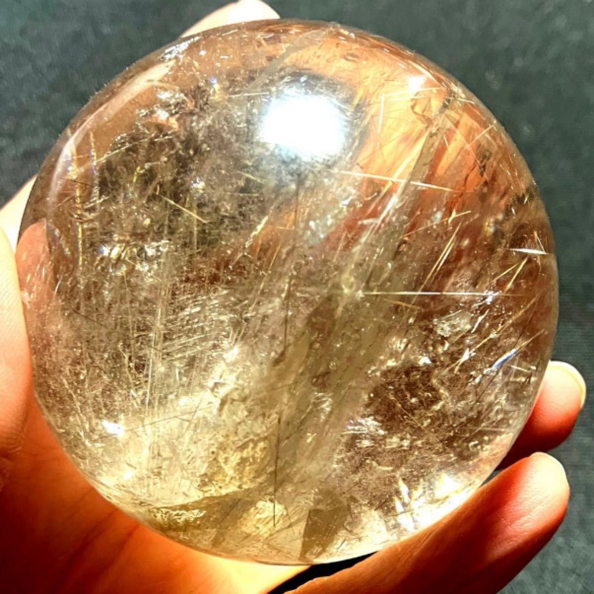 超大玉 63mm ゴールドルチルクォーツ 金針水晶 パワーストーン 超大玉